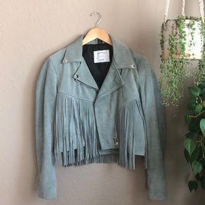 Free People Leather fringe jacket